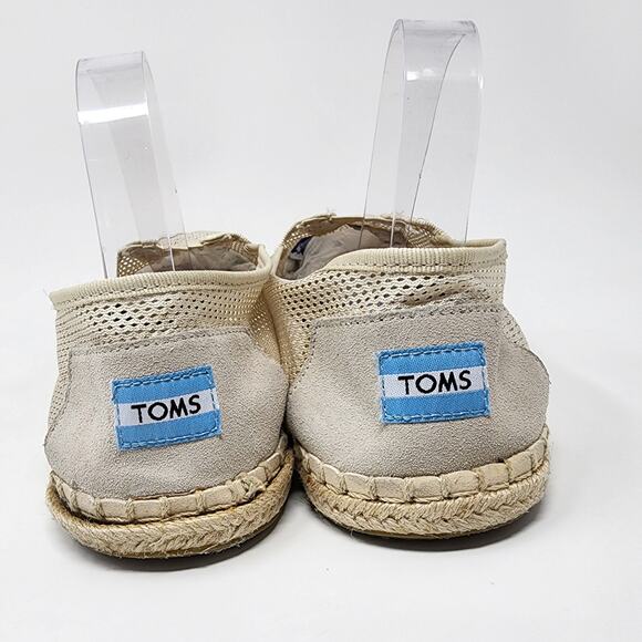 Toms Slip-On Shoes Women 12 Alpargata Espadrille Mesh Suede Comfort Cream - Picture 4 of 13
